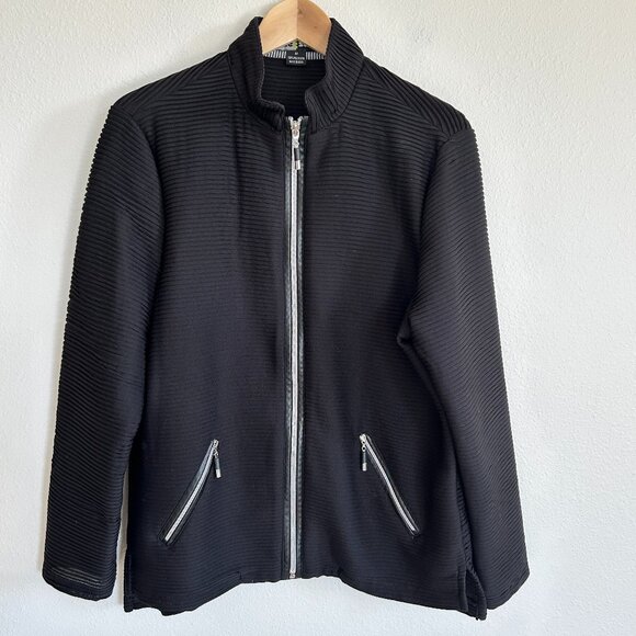 Jamie Sadock Golf Jacket M Black Ribbed Full Zip Lightweight Active - Picture 1 of 8
